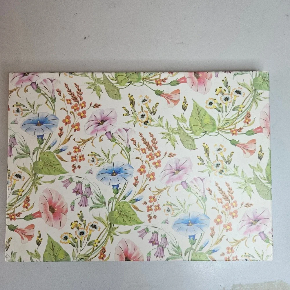 Contemporary Assortment Stationery Set 60pc Floral Box Blue Damask Envelopes NEW